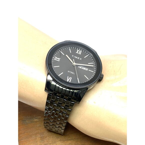 Timex Men's Watch TW2T50400 Quartz Black Dial Day Date Stainless Steel 41mm - Picture 6 of 14